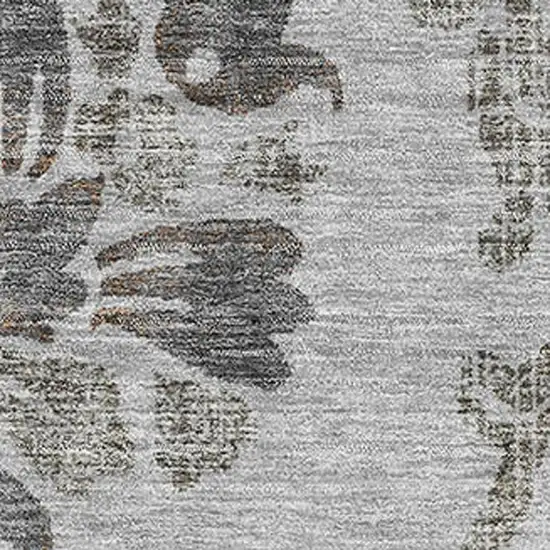 Gray And Taupe Floral Washable Area Rug With UV Protection Photo 3