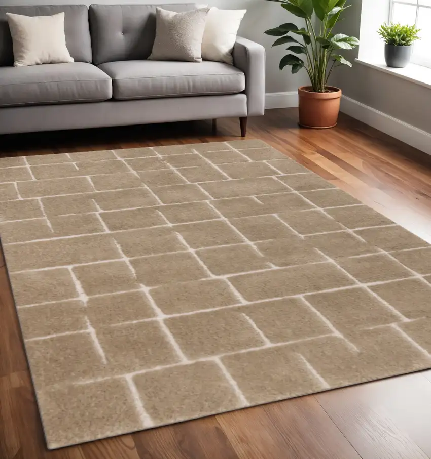 Gray And Taupe Geometric Area Rug Photo 1