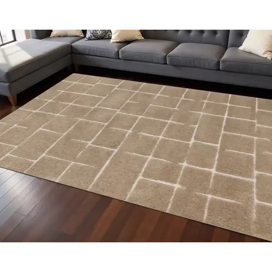 Gray And Taupe Geometric Area Rug Photo 1