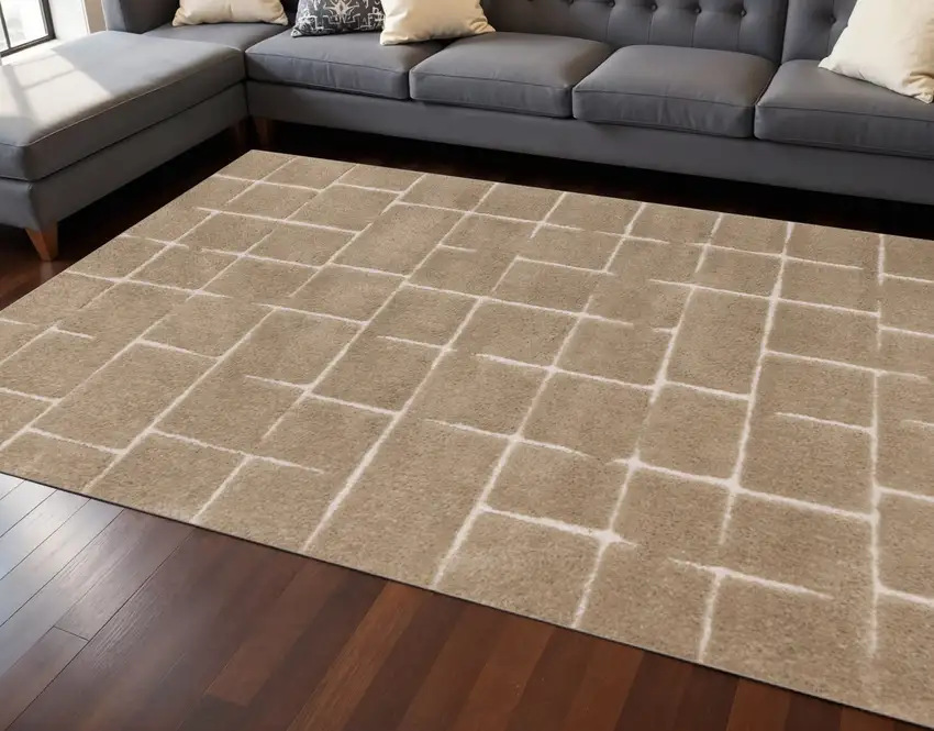 Gray And Taupe Geometric Area Rug Photo 1