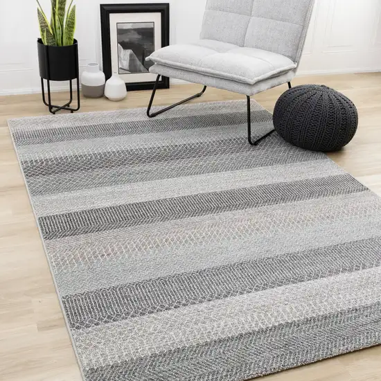 Gray And Taupe Geometric Area Rug Photo 4