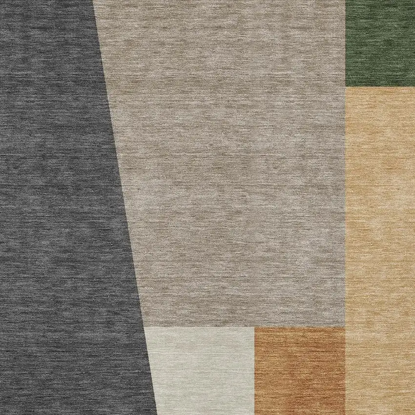 Gray And Taupe Geometric Washable Indoor Outdoor Area Rug Photo 2