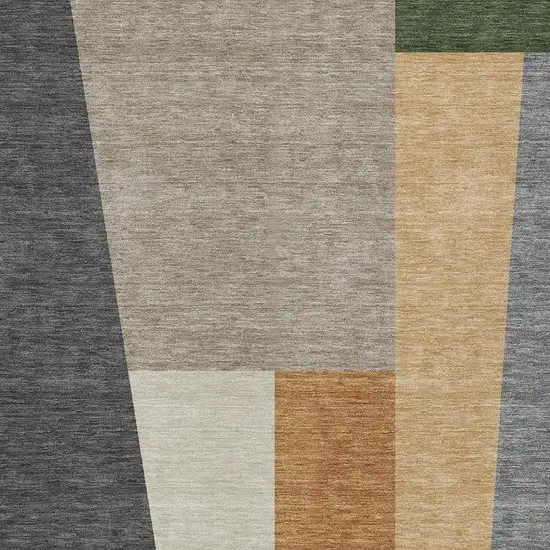 Gray And Taupe Geometric Washable Indoor Outdoor Area Rug Photo 2