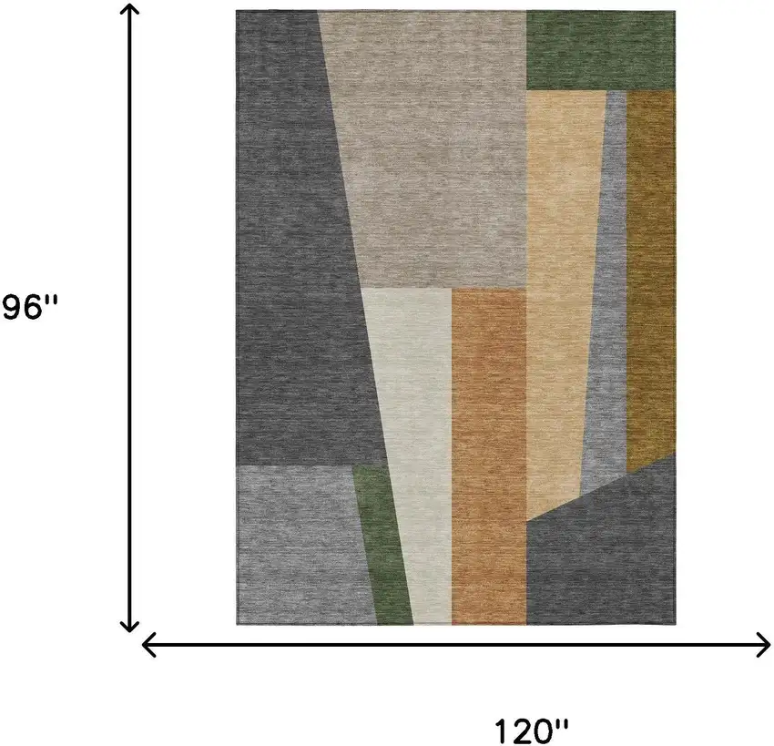 Gray And Taupe Geometric Washable Indoor Outdoor Area Rug Photo 6