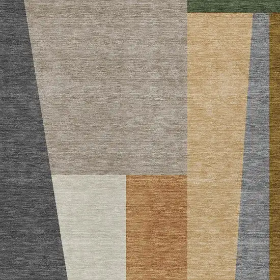 Gray And Taupe Geometric Washable Indoor Outdoor Area Rug Photo 2