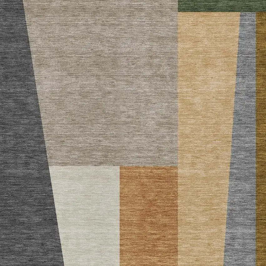 Gray And Taupe Geometric Washable Indoor Outdoor Area Rug Photo 2