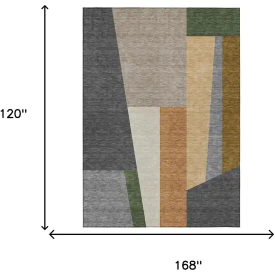 Gray And Taupe Geometric Washable Indoor Outdoor Area Rug Photo 6