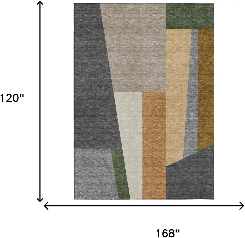 Gray And Taupe Geometric Washable Indoor Outdoor Area Rug Photo 6