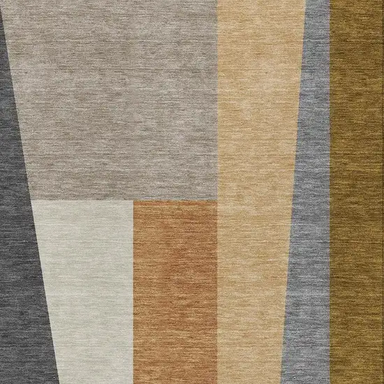 Gray And Taupe Geometric Washable Indoor Outdoor Area Rug Photo 2