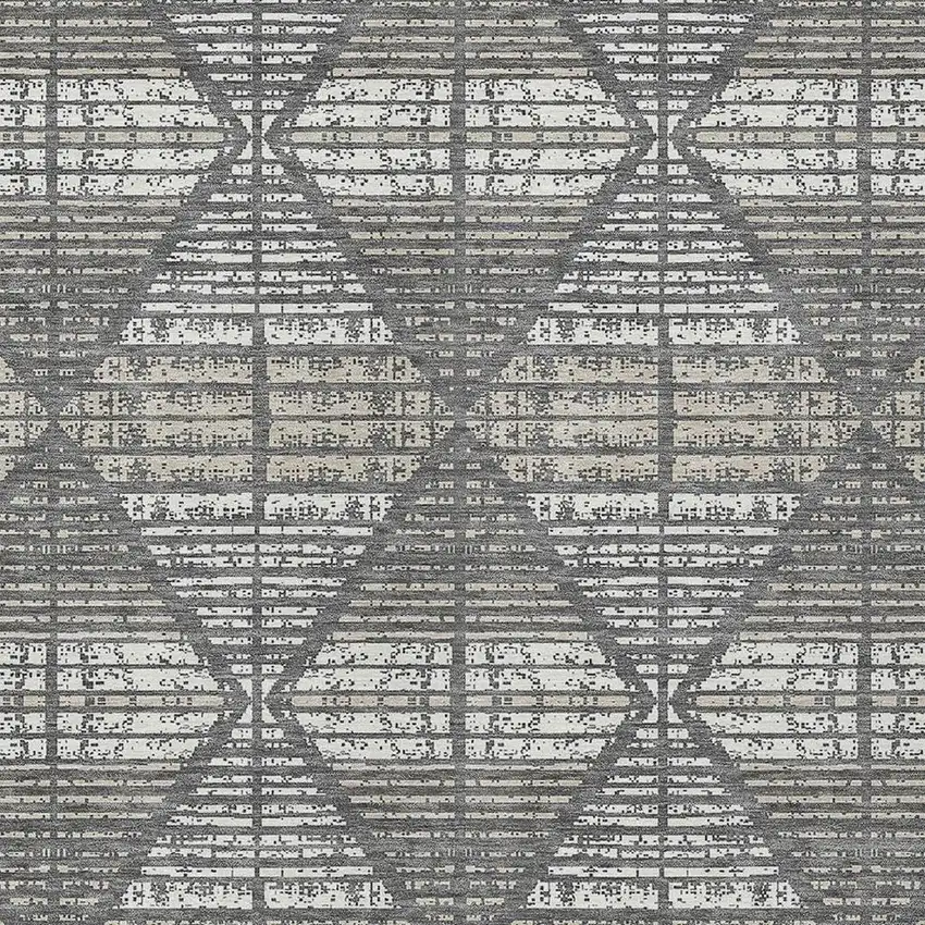 Gray And Taupe Geometric Washable Indoor Outdoor Area Rug Photo 3