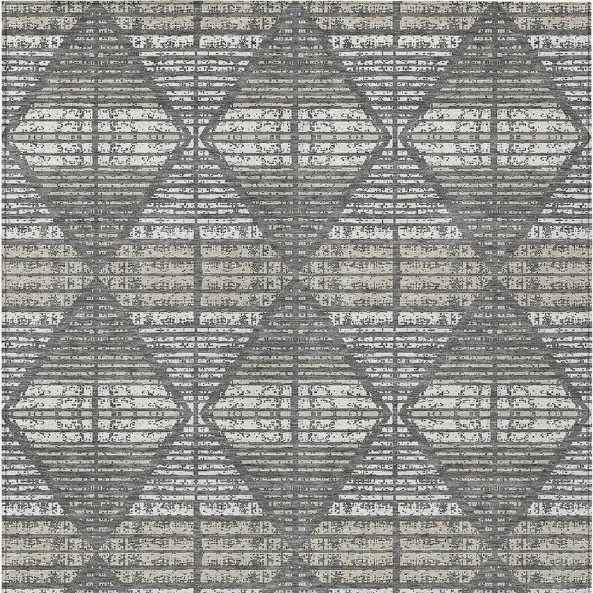 Gray And Taupe Geometric Washable Indoor Outdoor Area Rug Photo 6