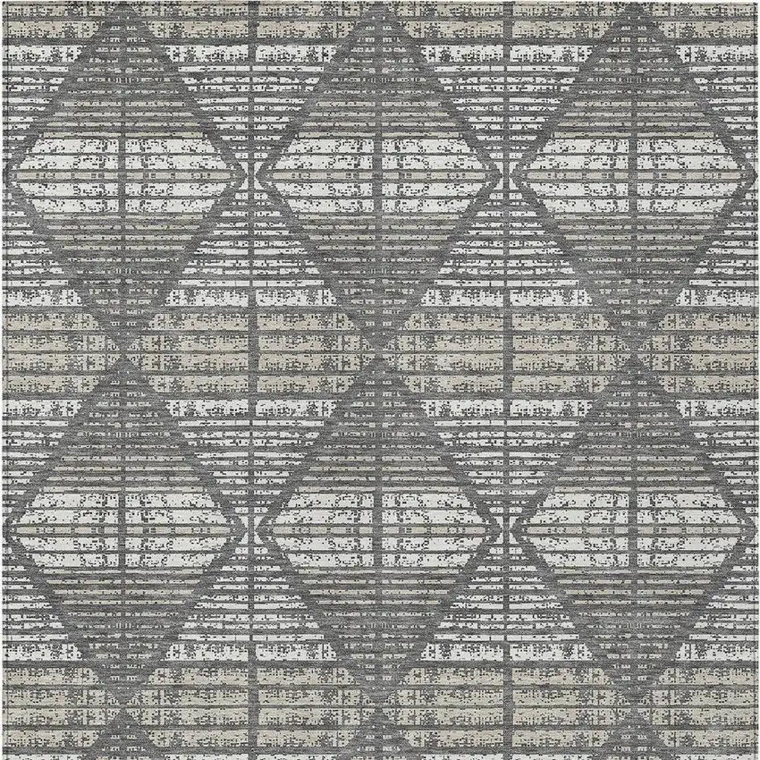 Gray And Taupe Geometric Washable Indoor Outdoor Area Rug Photo 4
