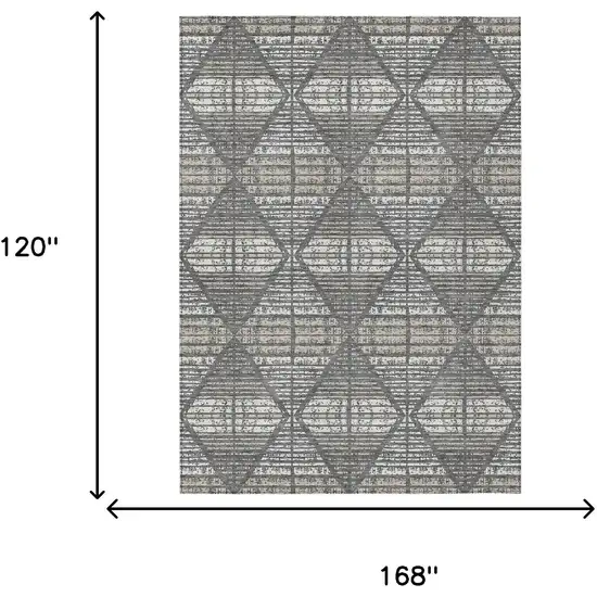 Gray And Taupe Geometric Washable Indoor Outdoor Area Rug Photo 9