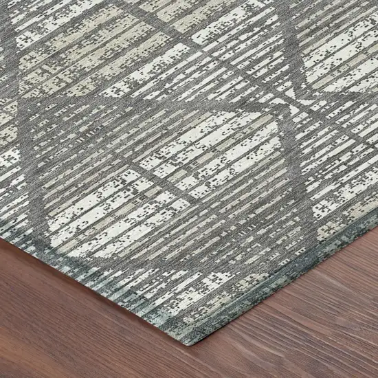 Gray And Taupe Geometric Washable Indoor Outdoor Area Rug Photo 7