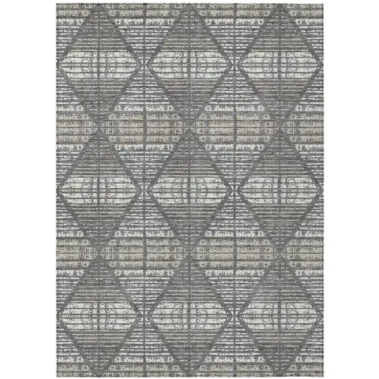 Gray And Taupe Geometric Washable Indoor Outdoor Area Rug Photo 2