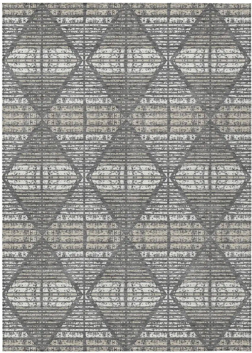 Gray And Taupe Geometric Washable Indoor Outdoor Area Rug Photo 2