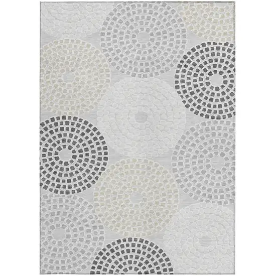 Gray And Taupe Geometric Washable Indoor Outdoor Area Rug Photo 6