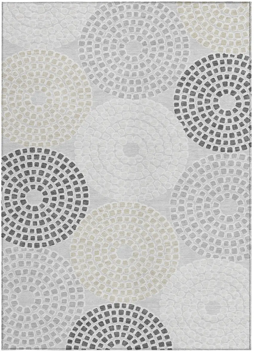 Gray And Taupe Geometric Washable Indoor Outdoor Area Rug Photo 6