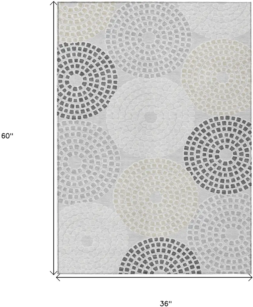 Gray And Taupe Geometric Washable Indoor Outdoor Area Rug Photo 3