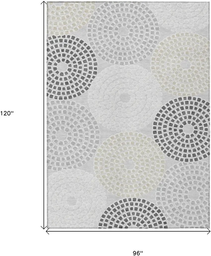 Gray And Taupe Geometric Washable Indoor Outdoor Area Rug Photo 3