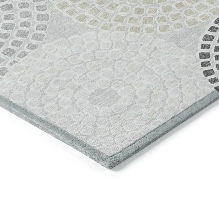 Gray And Taupe Geometric Washable Indoor Outdoor Area Rug Photo 5