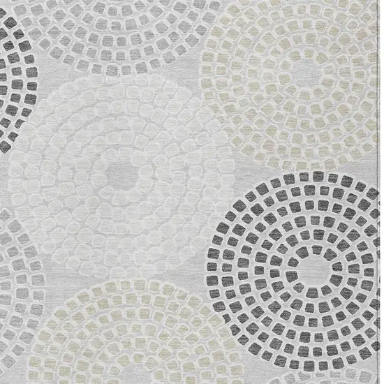Gray And Taupe Geometric Washable Indoor Outdoor Area Rug Photo 6