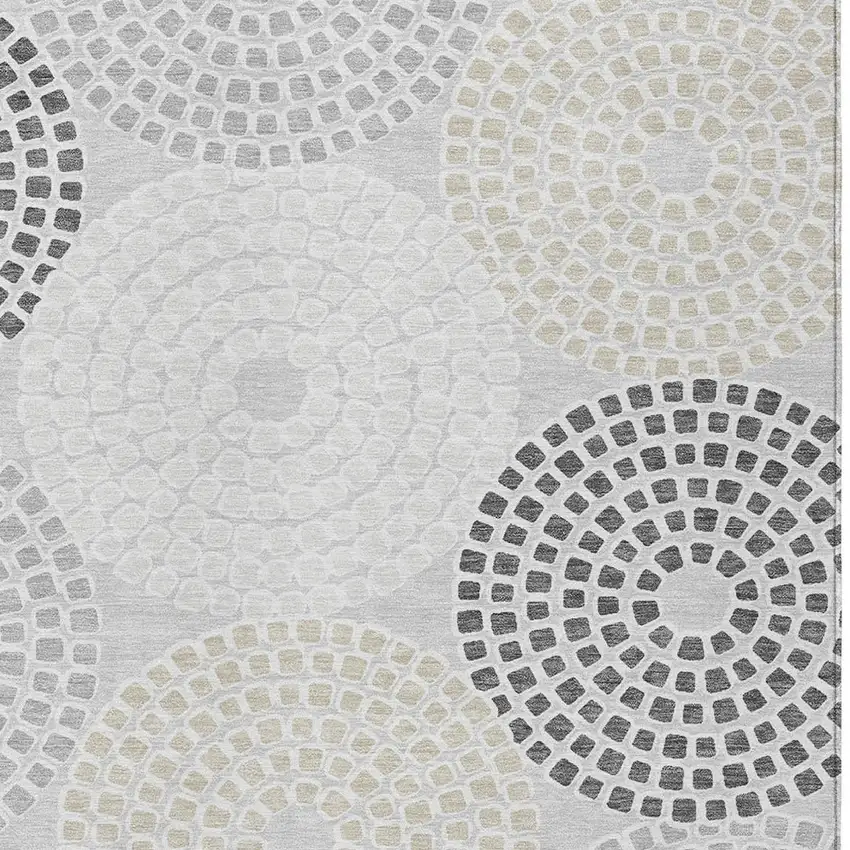 Gray And Taupe Geometric Washable Indoor Outdoor Area Rug Photo 6