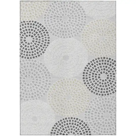 Gray And Taupe Geometric Washable Indoor Outdoor Area Rug Photo 2