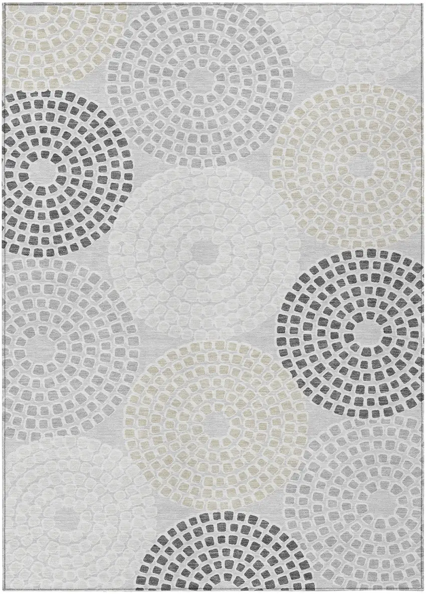 Gray And Taupe Geometric Washable Indoor Outdoor Area Rug Photo 2