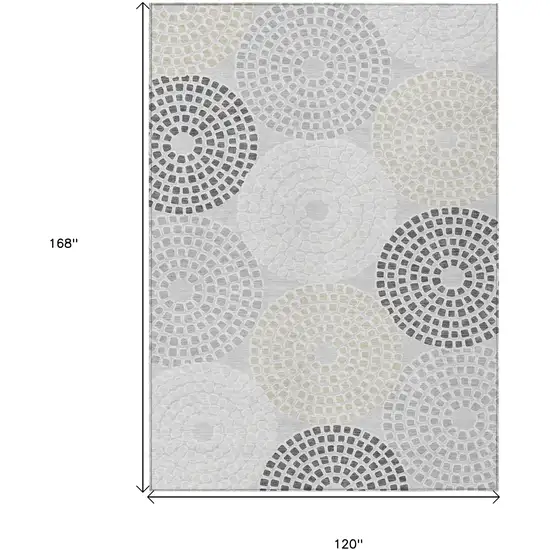 Gray And Taupe Geometric Washable Indoor Outdoor Area Rug Photo 3