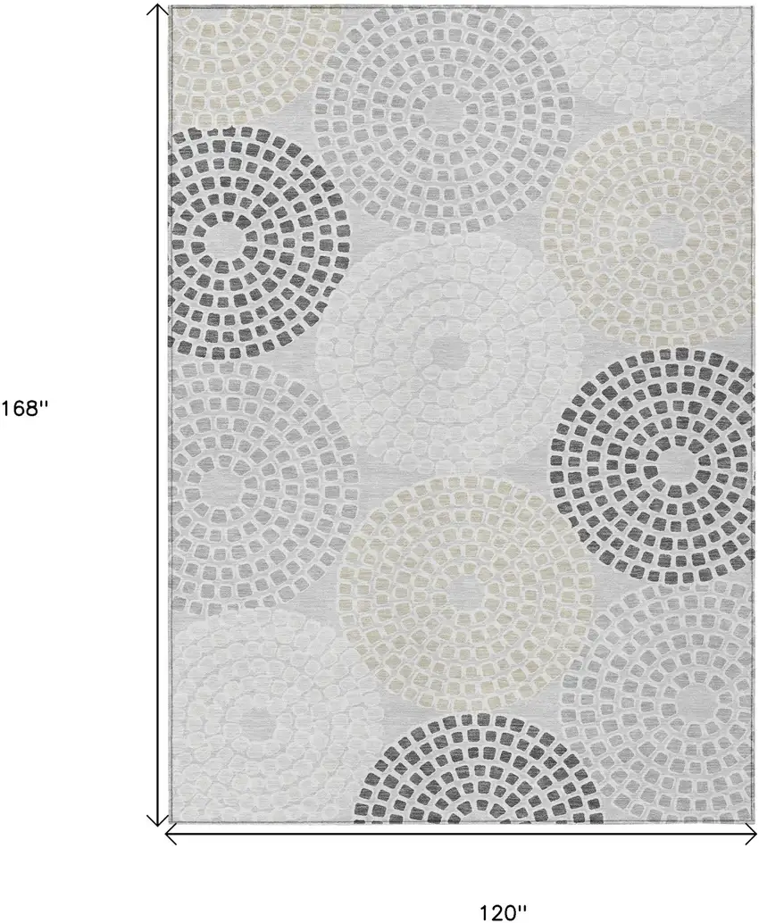 Gray And Taupe Geometric Washable Indoor Outdoor Area Rug Photo 3