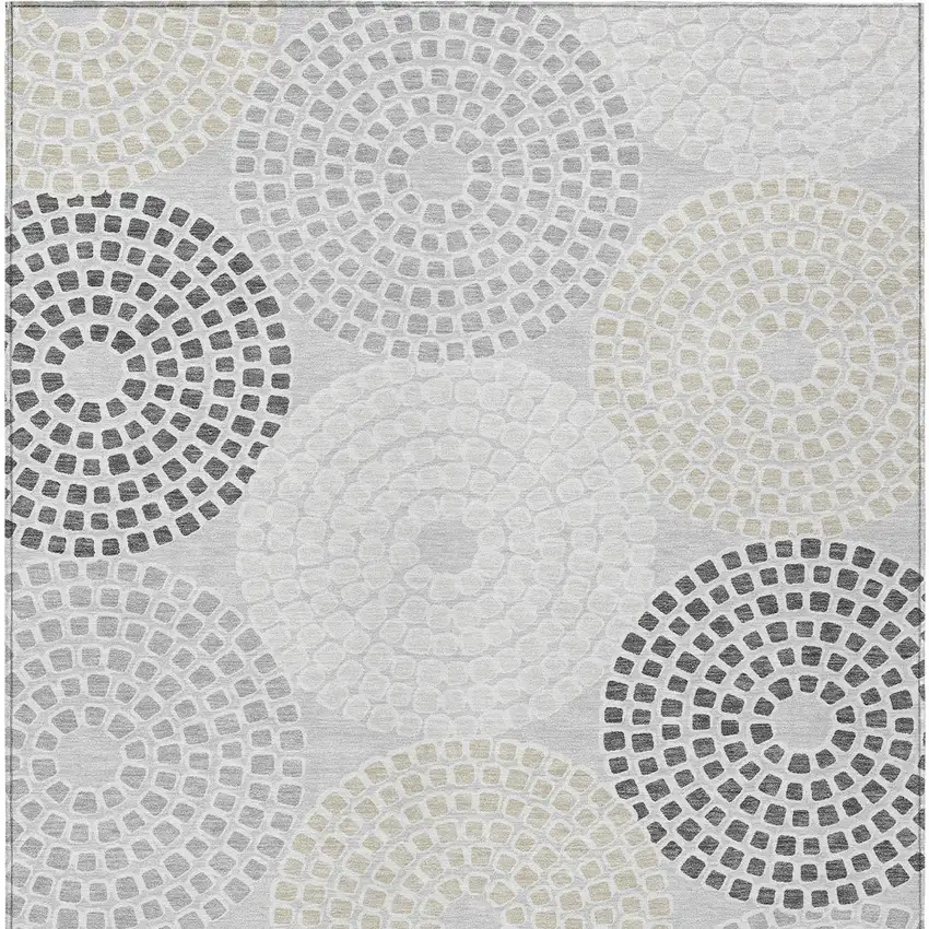Gray And Taupe Geometric Washable Indoor Outdoor Area Rug Photo 7