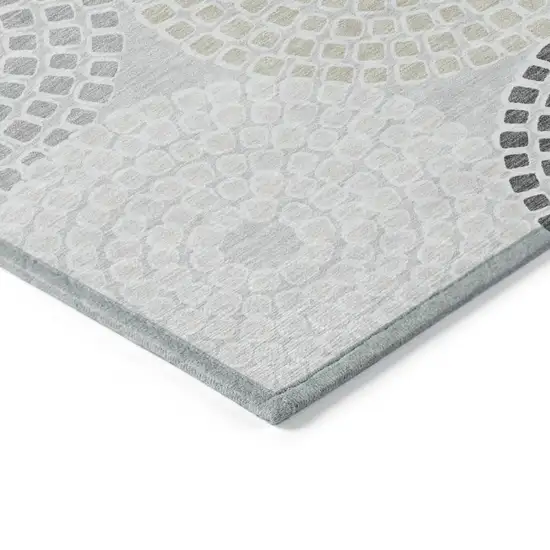 Gray And Taupe Geometric Washable Indoor Outdoor Area Rug Photo 5