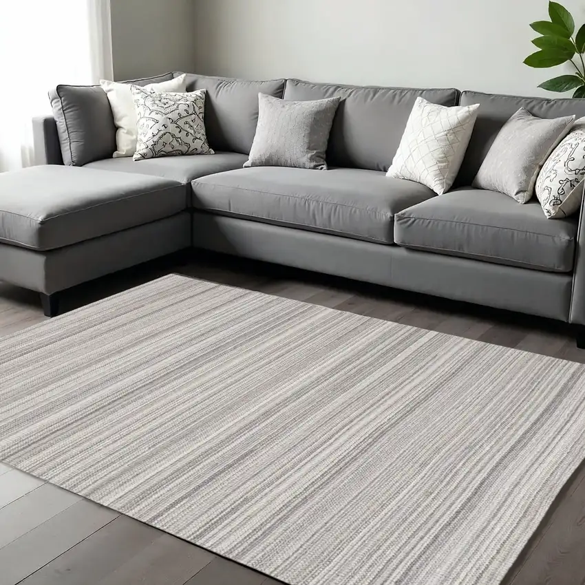 Taupe And Gray Wool Hand Woven Area Rug Photo 1
