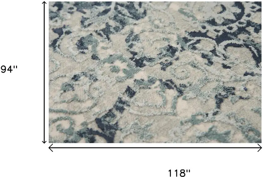 Gray And Teal Abstract Area Rug Photo 6