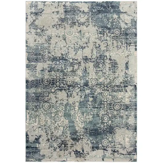 Gray And Teal Abstract Area Rug Photo 3