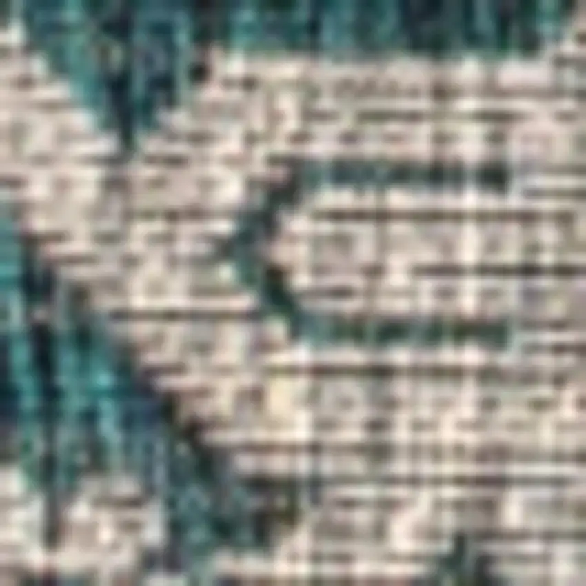 Gray And Teal Blue Medallion Indoor Outdoor Area Rug Photo 2