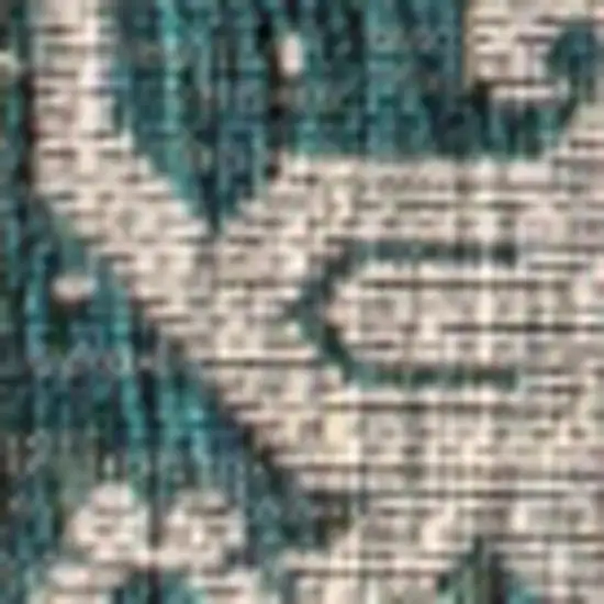 Gray And Teal Blue Medallion Indoor Outdoor Area Rug Photo 3