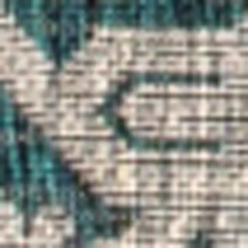 Gray And Teal Blue Medallion Indoor Outdoor Area Rug Photo 2