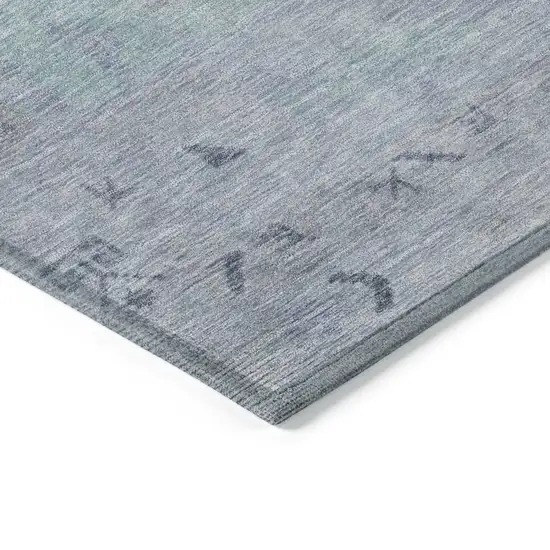 Gray And Teal Blue Medallion Washable Indoor Outdoor Area Rug Photo 9