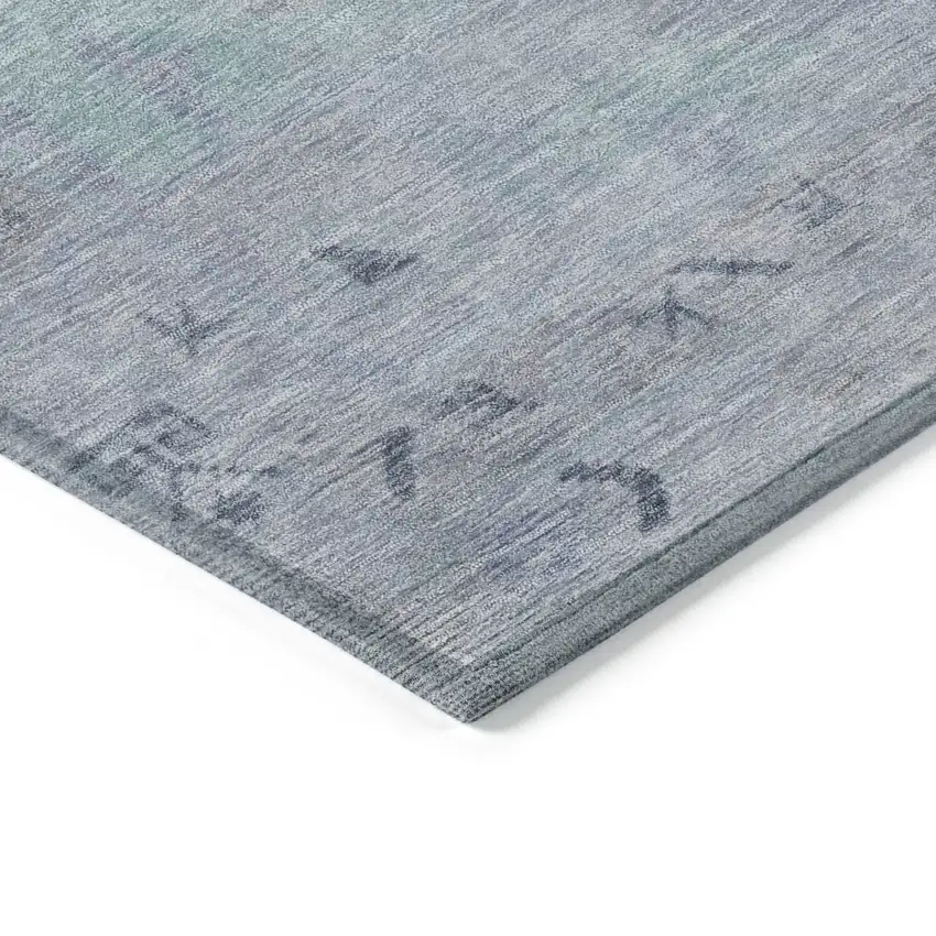 Gray And Teal Blue Medallion Washable Indoor Outdoor Area Rug Photo 9