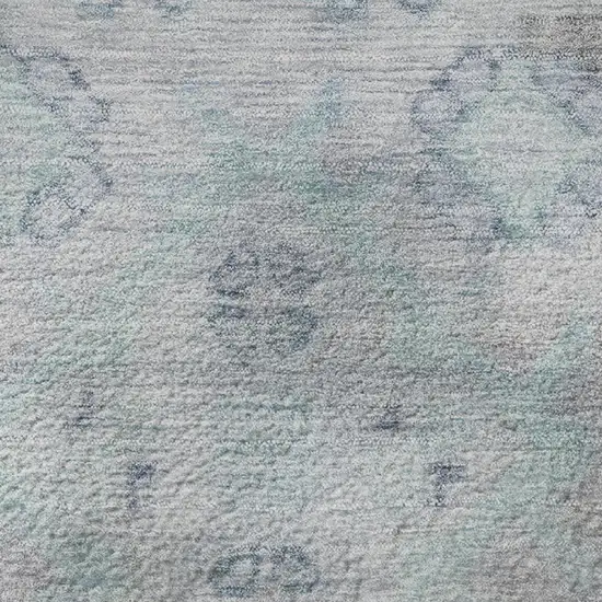 Gray And Teal Medallion Washable Area Rug With UV Protection Photo 8