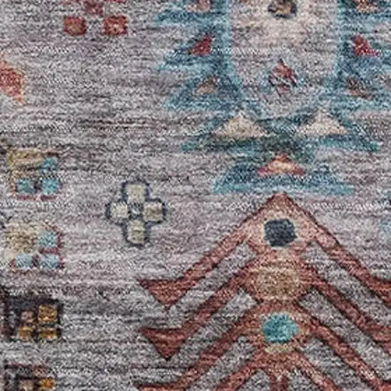 Gray And Teal Southwestern Washable Area Rug With UV Protection Photo 3