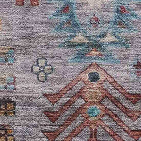 Gray And Teal Southwestern Washable Area Rug With UV Protection Photo 3