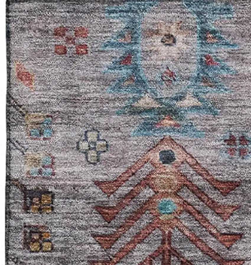 Gray And Teal Southwestern Washable Area Rug With UV Protection Photo 4