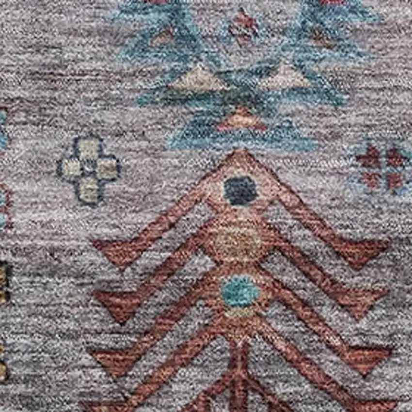 Gray And Teal Southwestern Washable Area Rug With UV Protection Photo 3