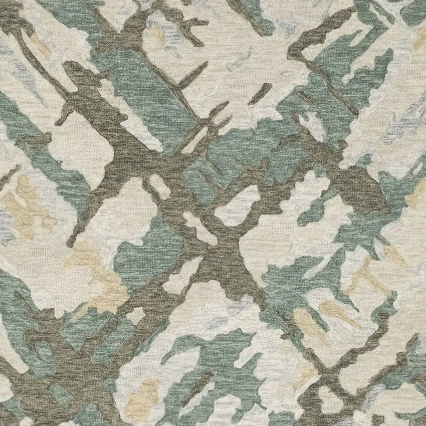 Gray And Teal Wool Abstract Hand Tufted Area Rug Photo 8
