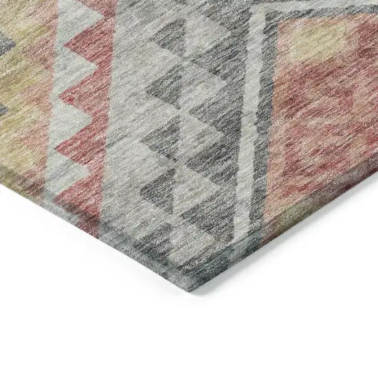 Gray And Terra Cotta Southwestern Washable Indoor Outdoor Area Rug Photo 4
