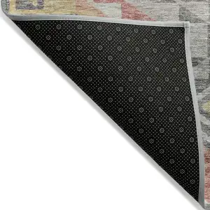 Photo of Gray And Terra Cotta Southwestern Washable Indoor Outdoor Area Rug