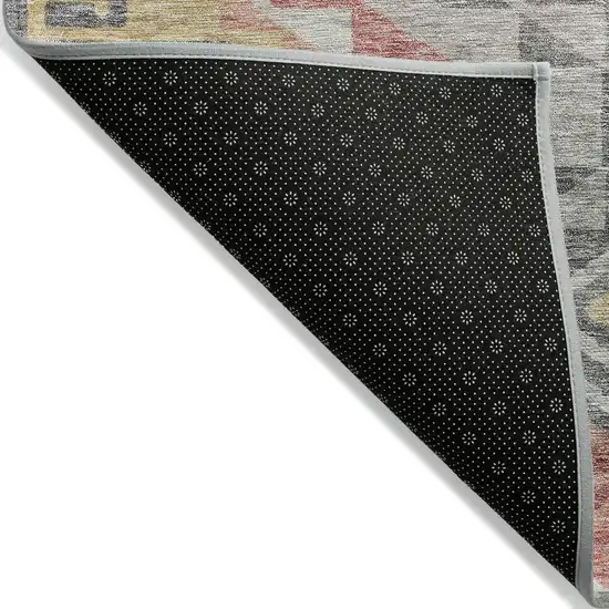 Gray And Terra Cotta Southwestern Washable Indoor Outdoor Area Rug Photo 3